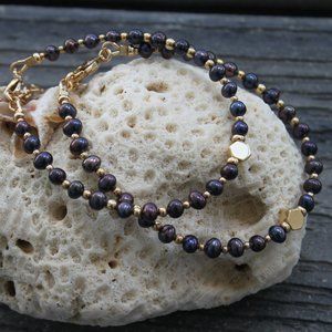 Black Pearls Bracelet Exotic Color and 14kt Gold Filled Bracelet - Perfect Gift